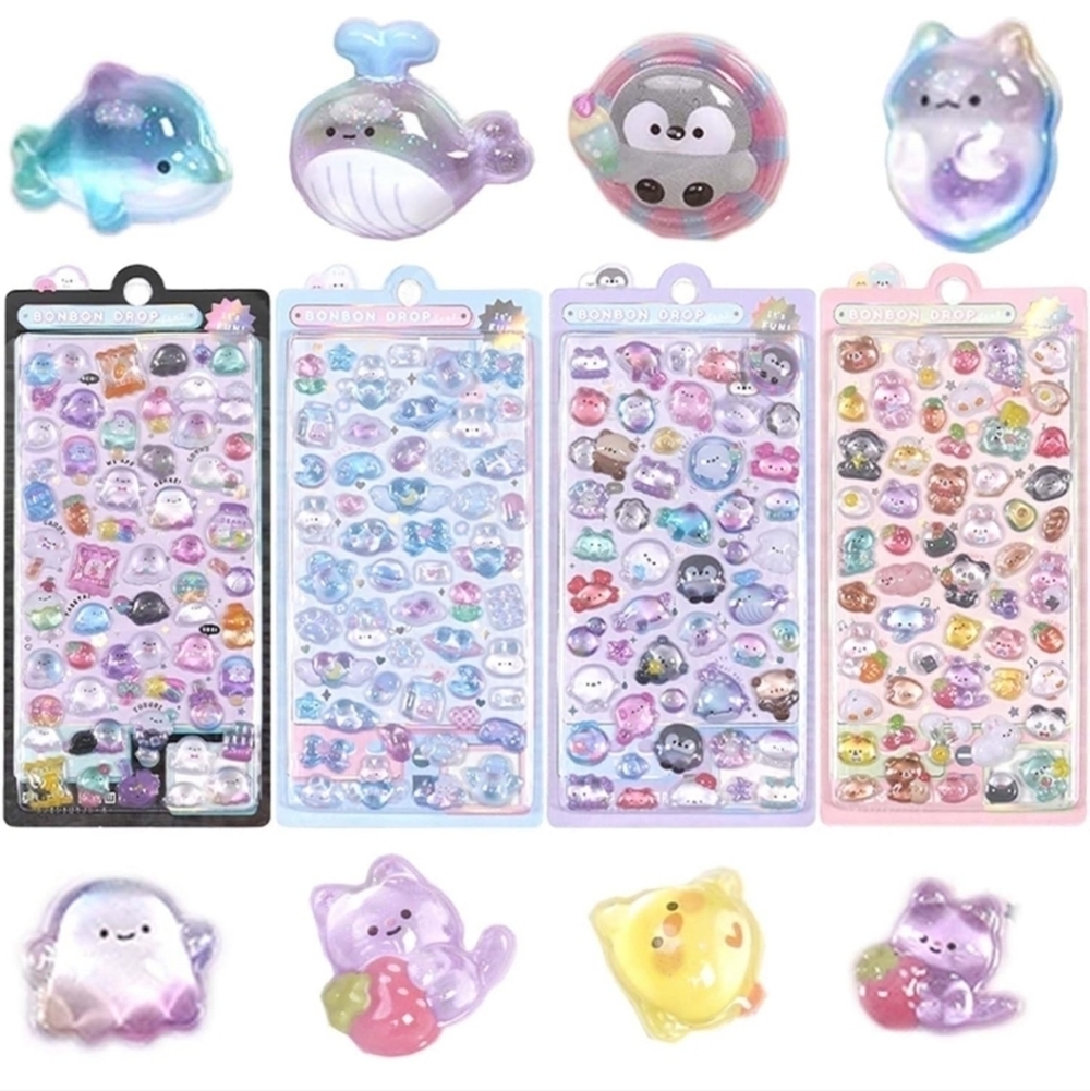 Cute Animal Puffy Stickers Set 200 pc 3D print